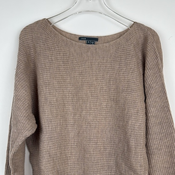 Vince Ribbed Knit Wool Cashmere Boat Neck Sweater Oatmeal / Beige Size Small - Picture 2 of 8